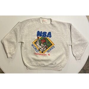 VTG 90s NSA World Series Softball Fast Pitch Sweatshirt Crewneck Gray XL